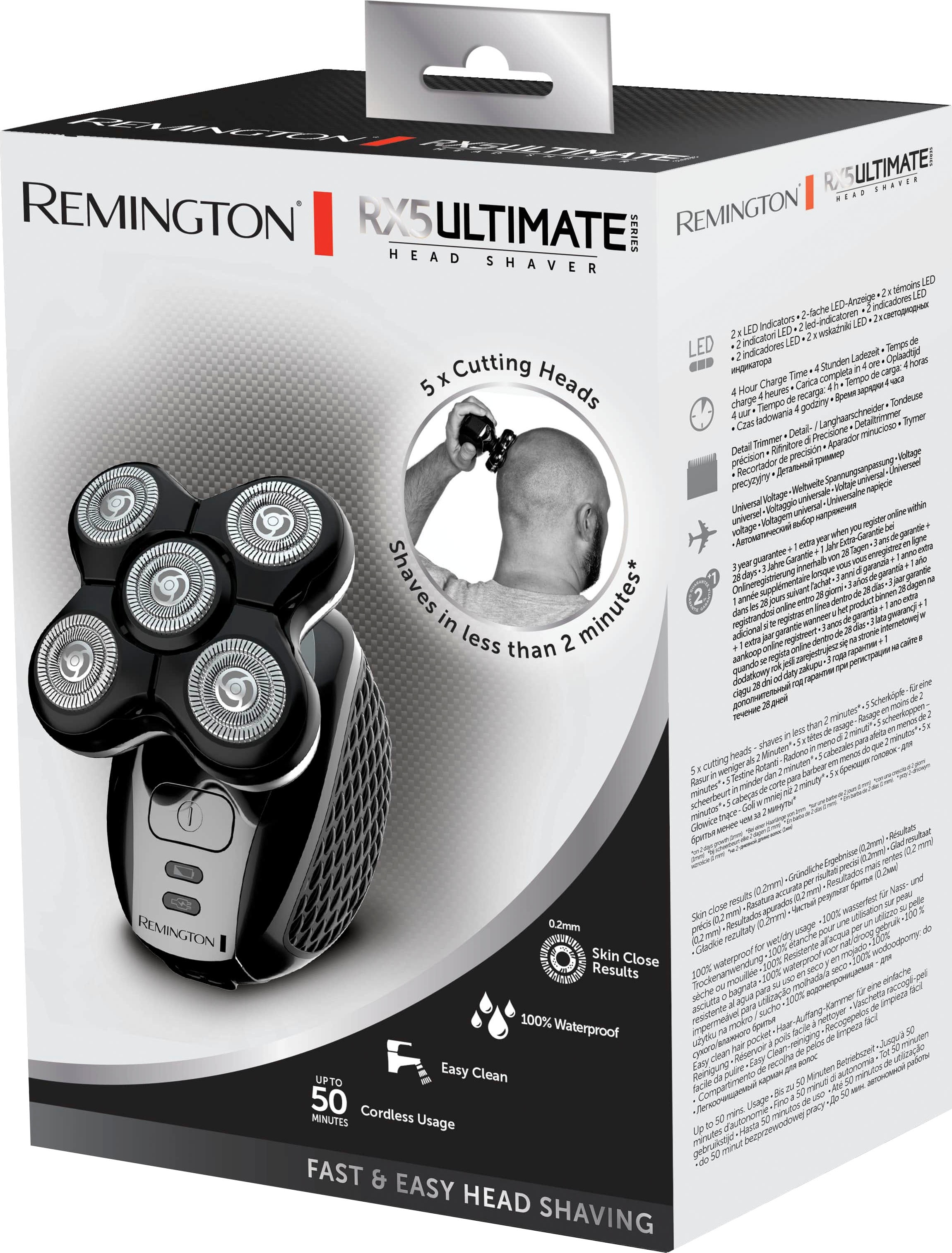 Remington Glatzen-Rasierer »Ultimate Series RX5, XR1500 -« 1 Aufsätze für Nass-& Trockenrasur, 100 %wasserdicht, akkubetrieben-50 Min.
