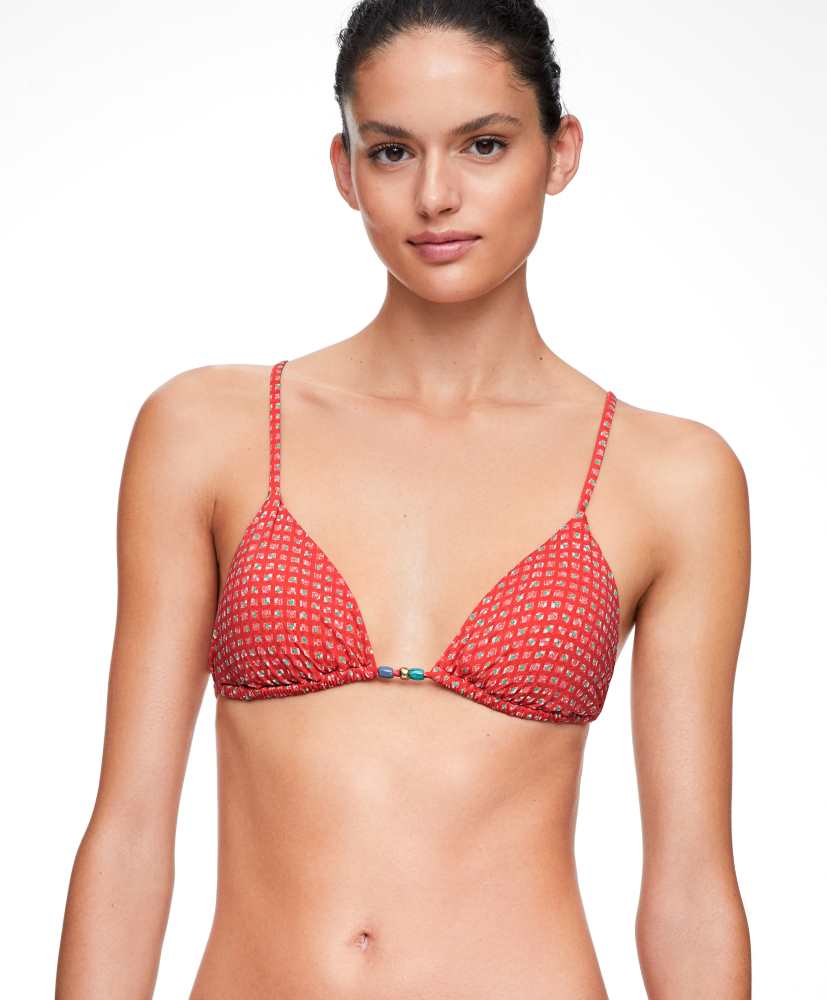 Top de biquíni triangular estampado