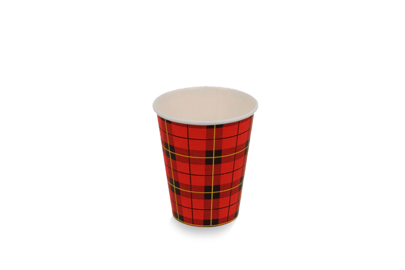 Kartonnen koffiebeker 150cc 6oz Ø70mm Schotse ruit scotty