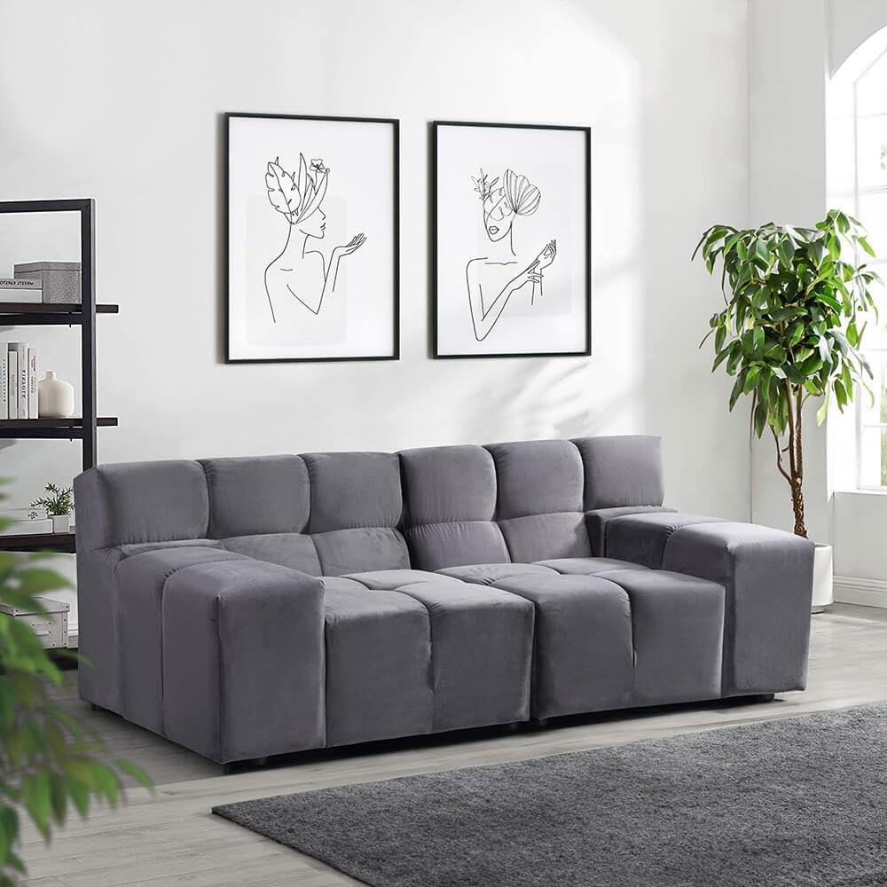 Home Deluxe Modulares Sofa Orlena - S Anthrazit |Ecksofa, Samtstoff, Samtsofa, Modulsofa