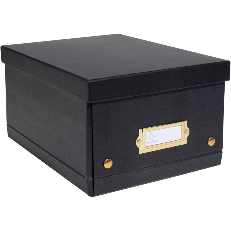 Boîte de rangement à plat carton 20x26x15cm Néo Déco - Noir