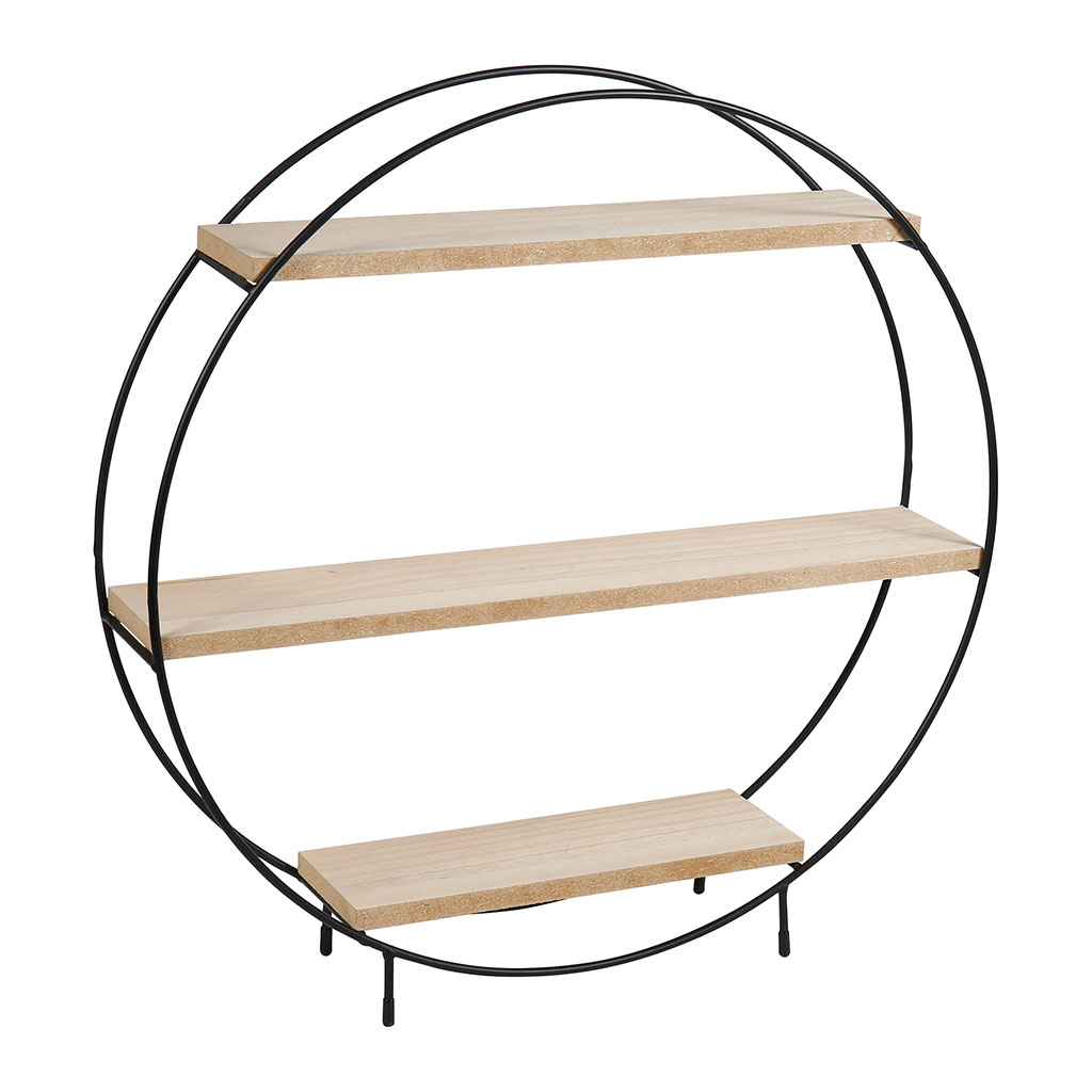 Étagère ronde bois et métal H 50cm