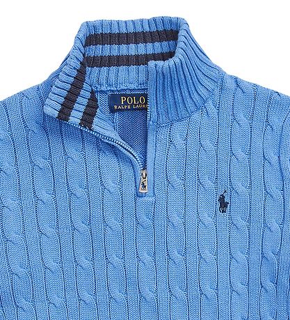 Polo Ralph Lauren Bluse - Strik - Summer Blue m. Lynl?s