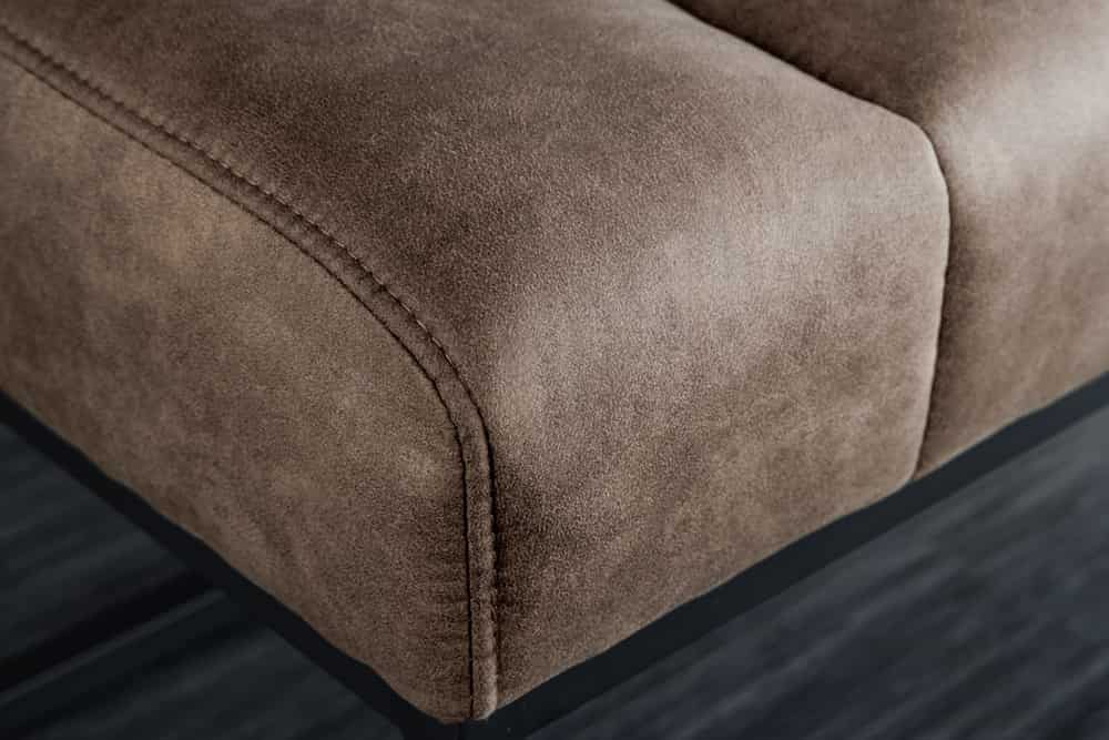 Design Sitzbank PETIT BEAUTÉ 110cm vintage taupe Microfaser schwarzes Metallgestell