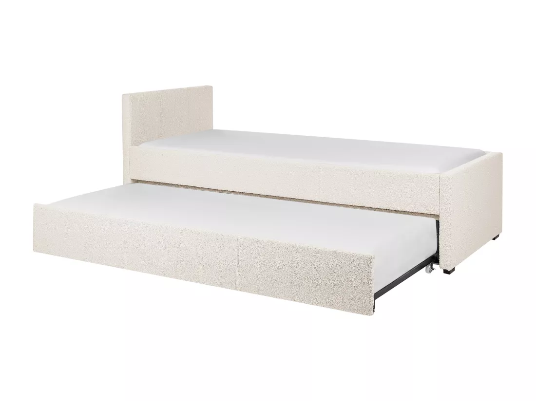 Lit gigogne Bouclé MARMANDE 80 x 200 cm Beige clair