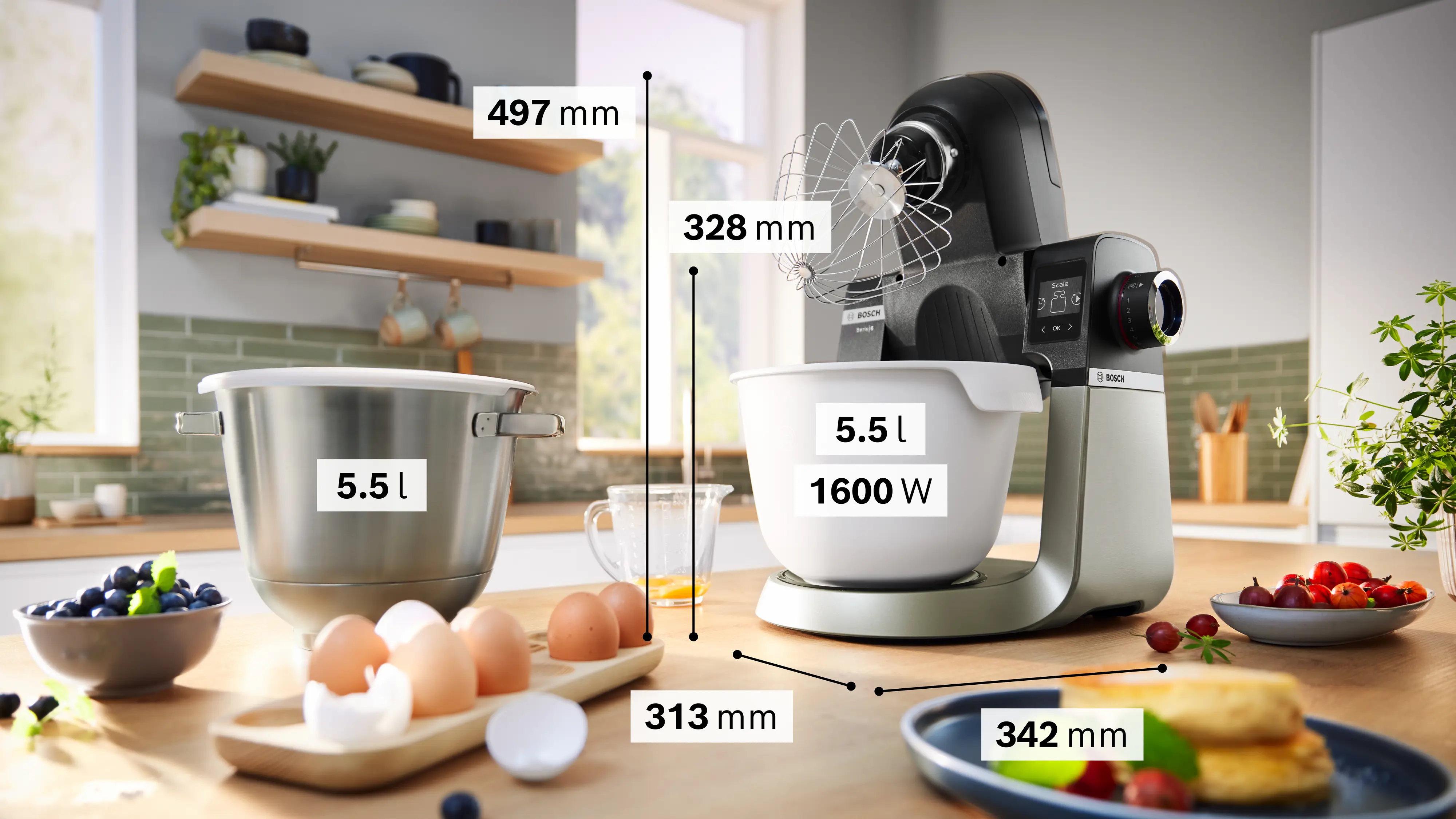 Serie 6 Keukenmachine met weegschaal en timer 1600 W Zwart, RVS