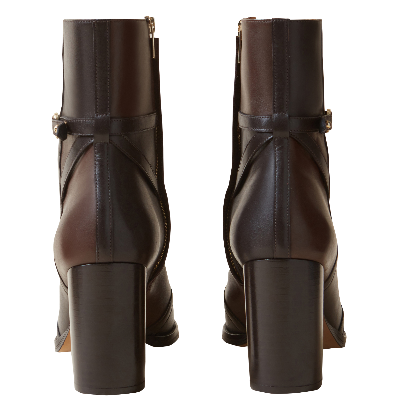 Bottines en cuir vernis patchwork | Marron