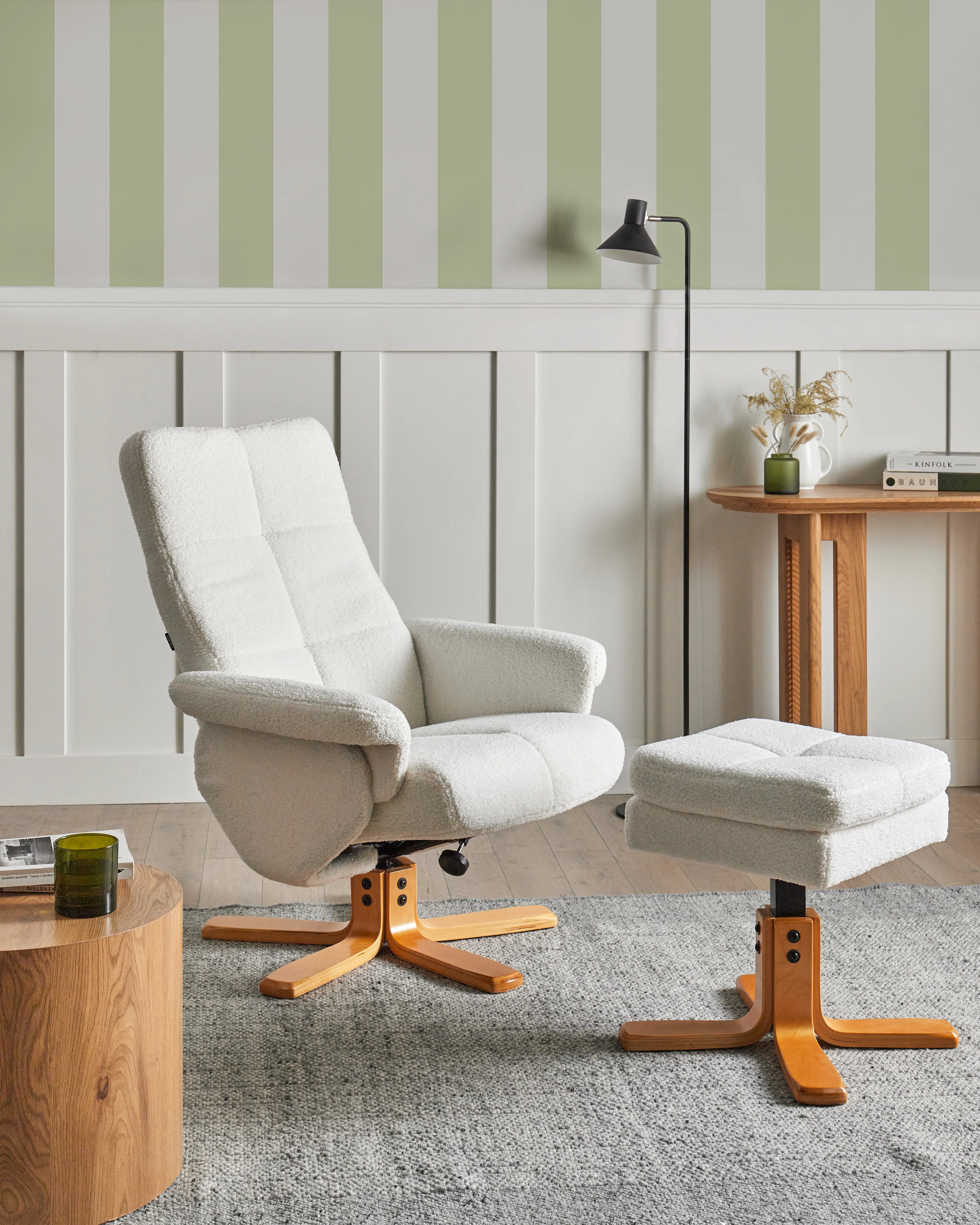 Relaxfauteuil EPSE met voetenbank Bouclé Gebroken wit