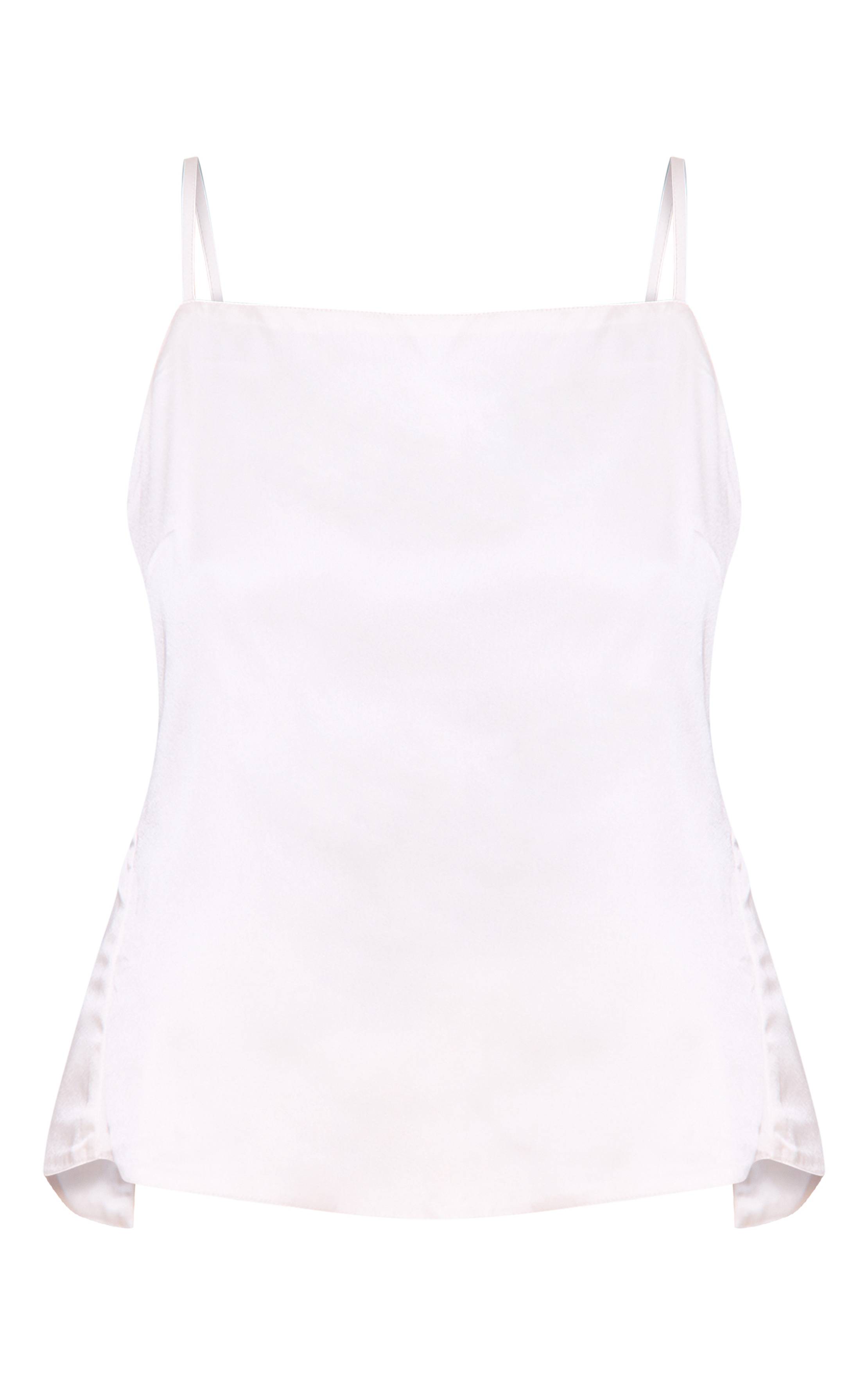 Crème Top En Satin À Dos Ouvert Avec Nœud