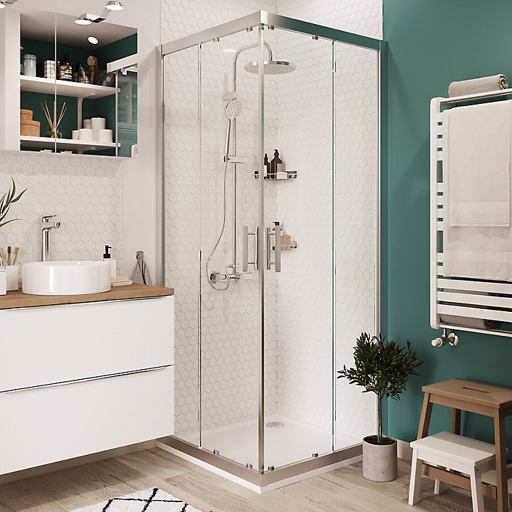 Portes de douche angle droit transparent GoodHome Beloya 80 x 80 cm
