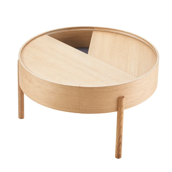 Woud - Arc Beistelltisch Ø 42 cm H 45 cm, Esche schwarz lackiert