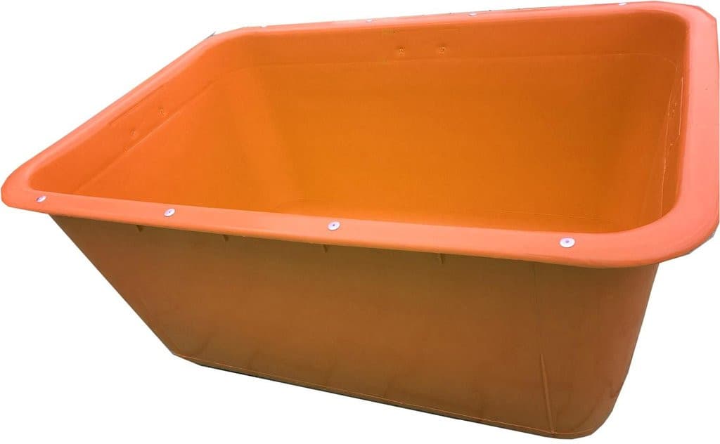 Mortelbak, stalen rail, mortelbak, plantenbak, 200 liter, verkeerde kleuren, drukfout / oranje