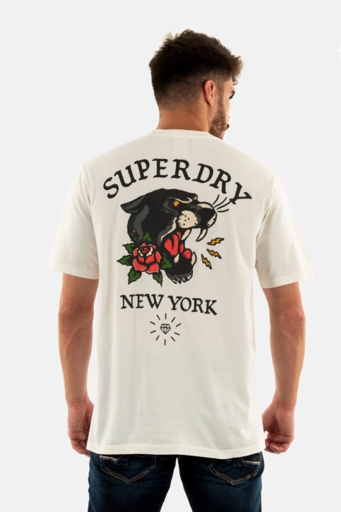 Tee shirt superdry tattoo back graphic loose 34c winter white