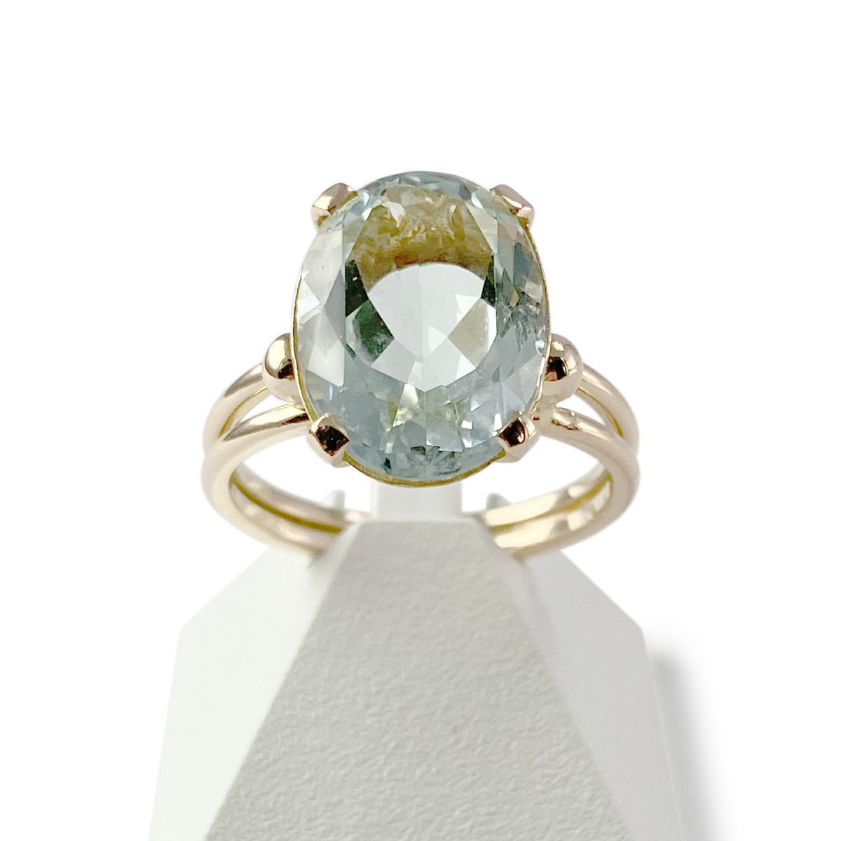 Bague d'occasion or 750 jaune aigue marine
