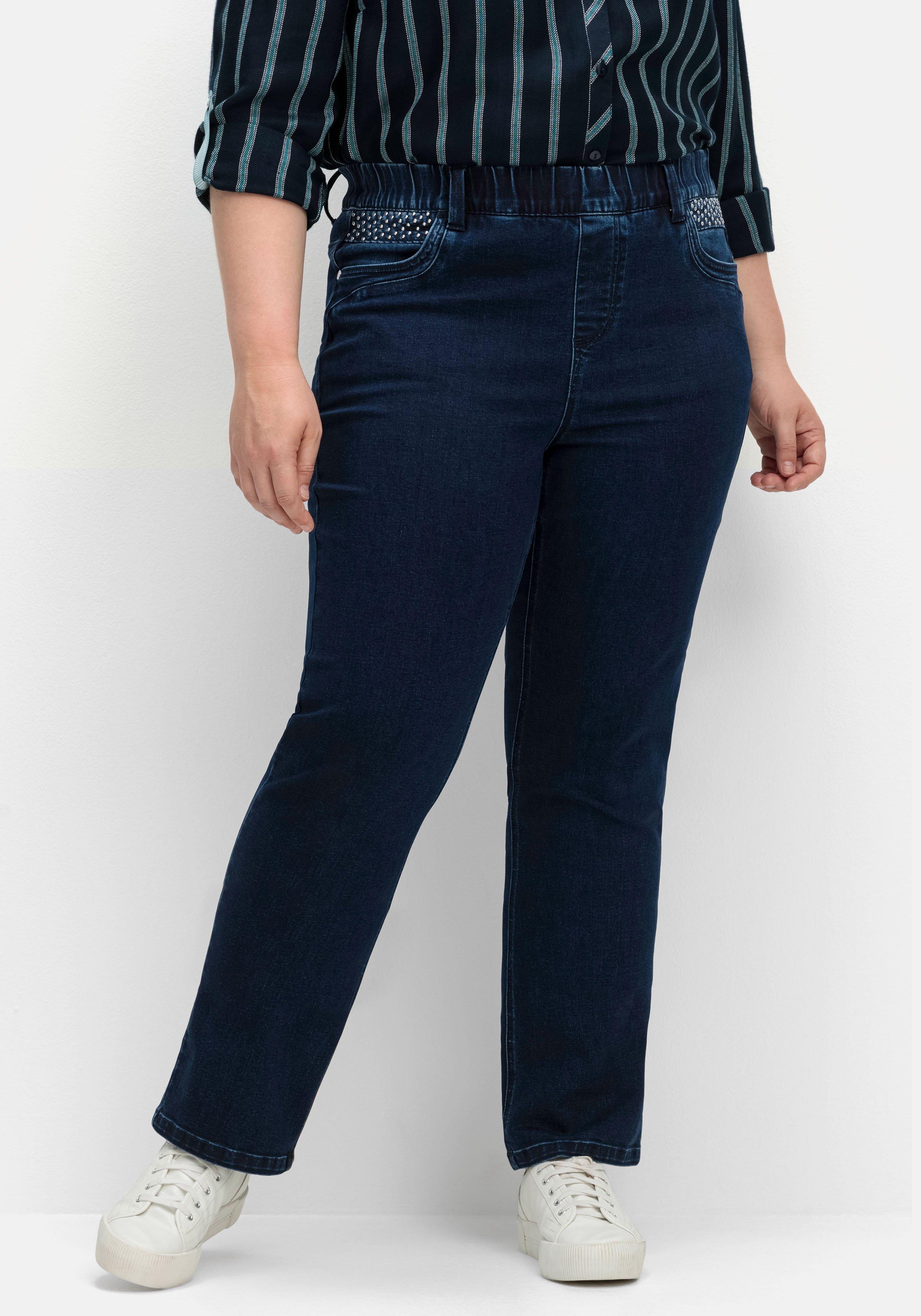 Gerade Jeans mit Gummibund und Shaping-Einsatz