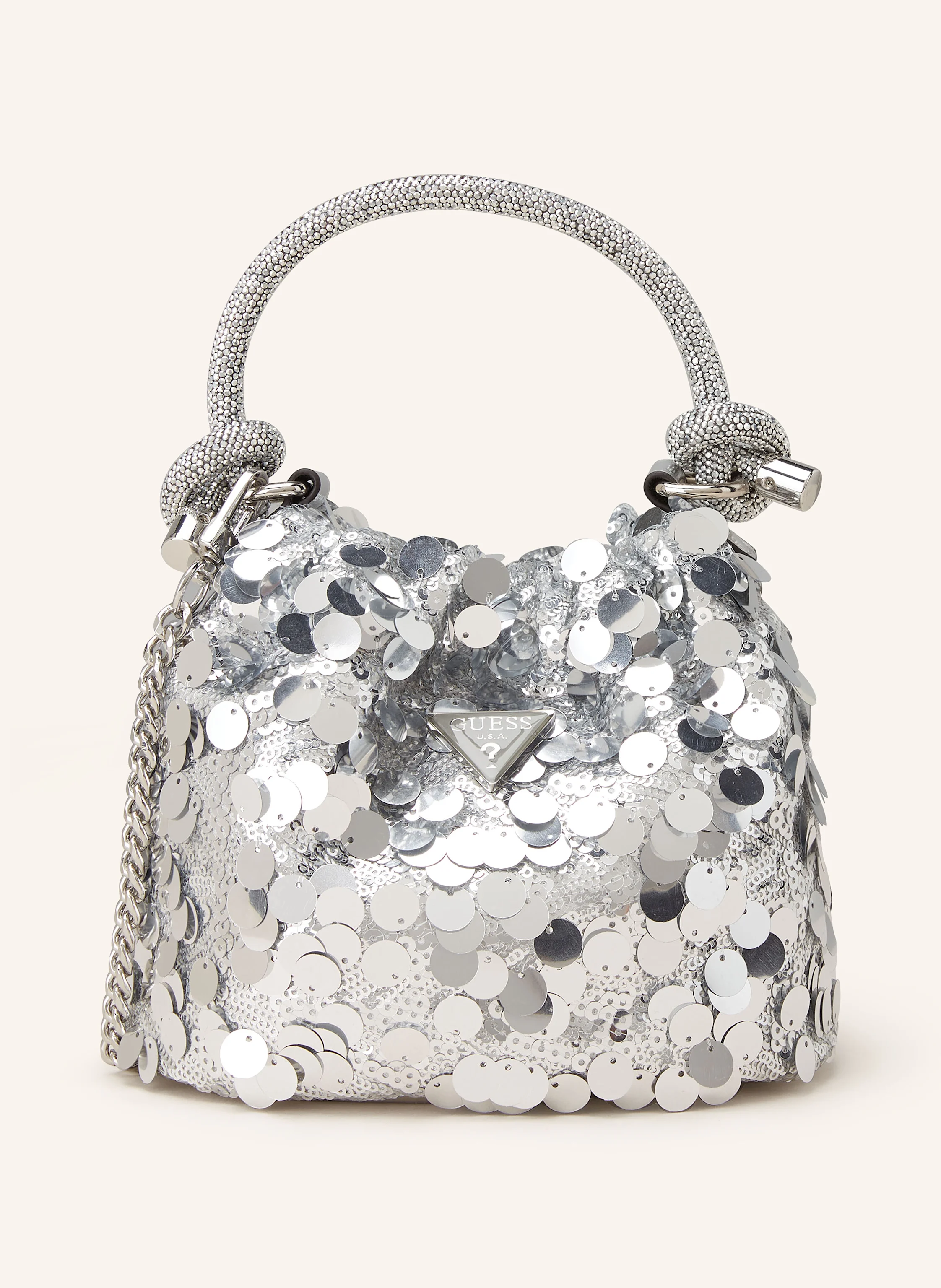 GUESS Beuteltasche HOLIDAY mit Pailletten und Schmucksteinen