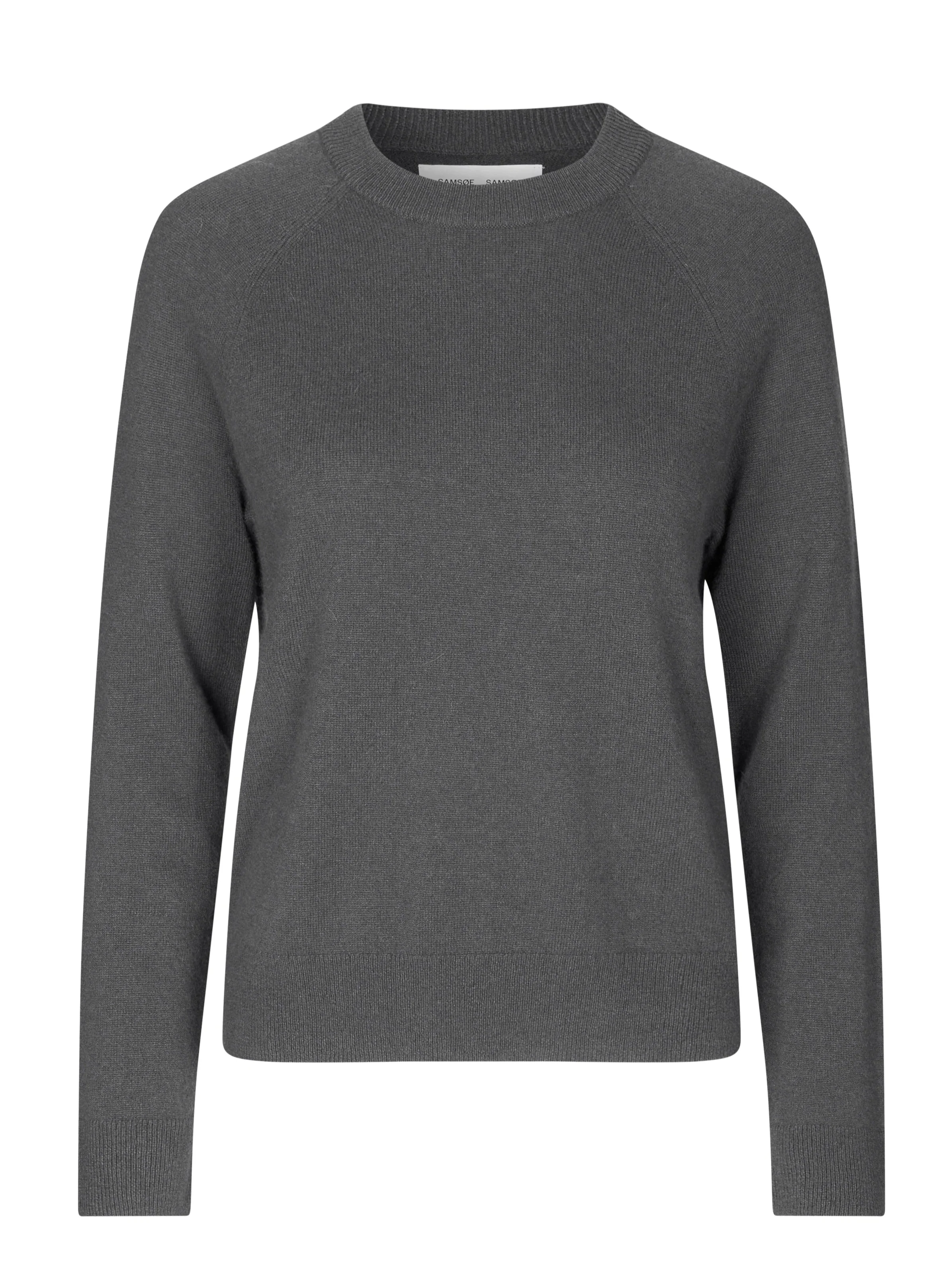 Samsøe Samsøe  Boston O-Neck striktrøje - Black Oyster
