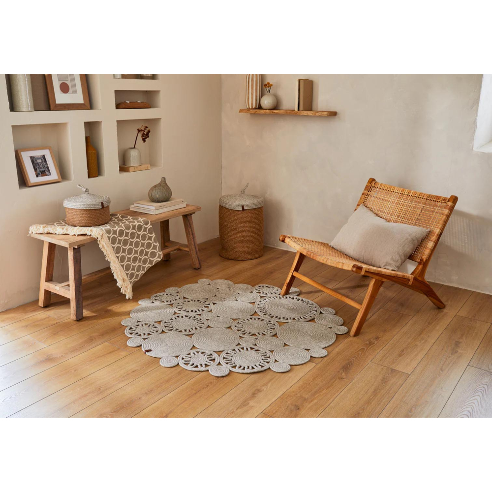 Tapis intérieur extérieur effet jute lima 4501 gris 150 x 150 cm