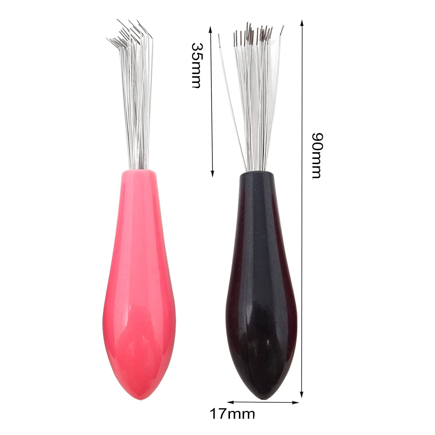 (2er Set) Haarbürsten Reinigungswerkzeug Mini Kamm Reinigungsbürste - Schwarz / Pink