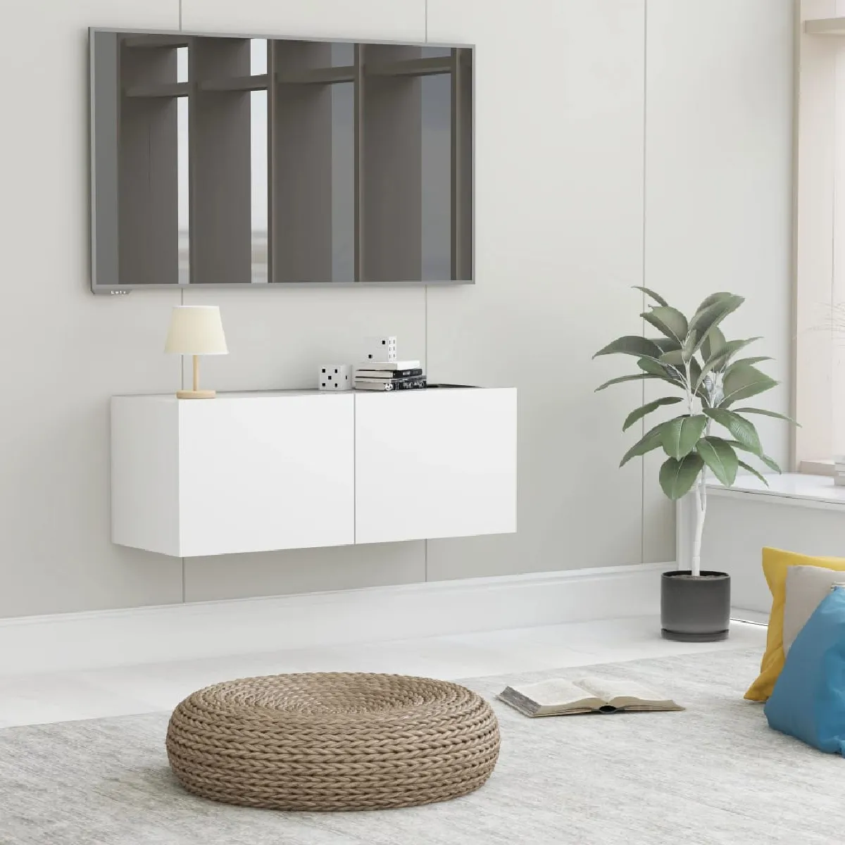 vidaXL Meuble TV Blanc 80x30x30 cm
