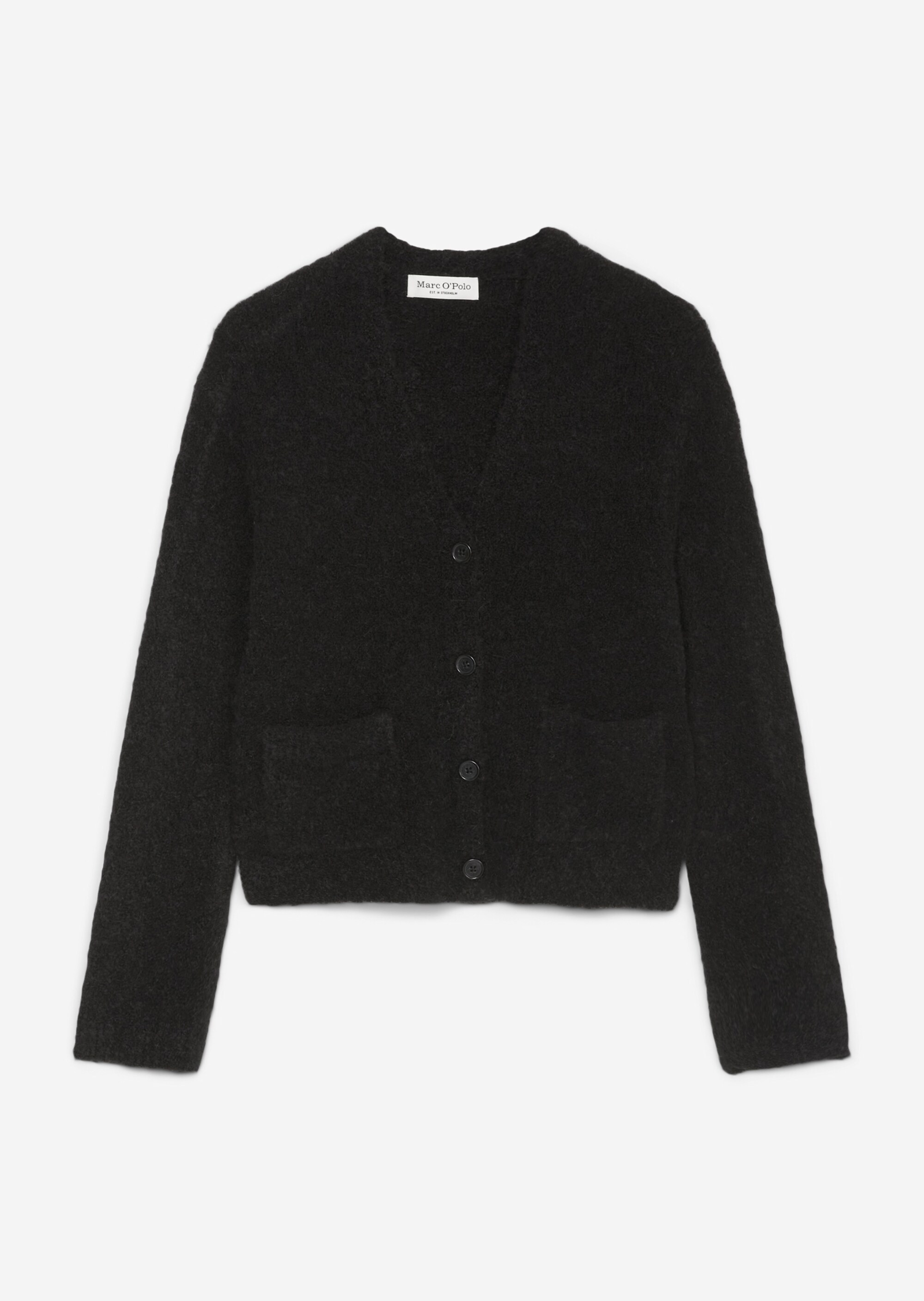 Bouclé-Cardigan regularaus Schurwolle-Alpakawolle-Mix
