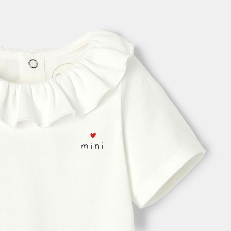 T-shirt col à volants jersey blanc bébé fille Blanc