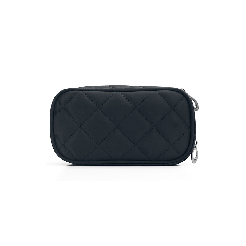 (18x9cm) Kosmetik Make Up Tasche Pinsel Necessaire Organizer Bag mit Reissverschluss   Spiegel - Schwarz