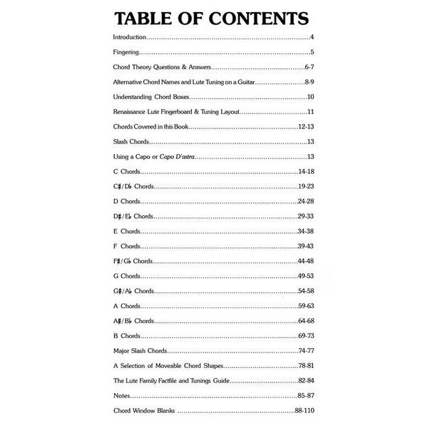 Cabot Books Publishing Renaissance Lute Chord Bible
