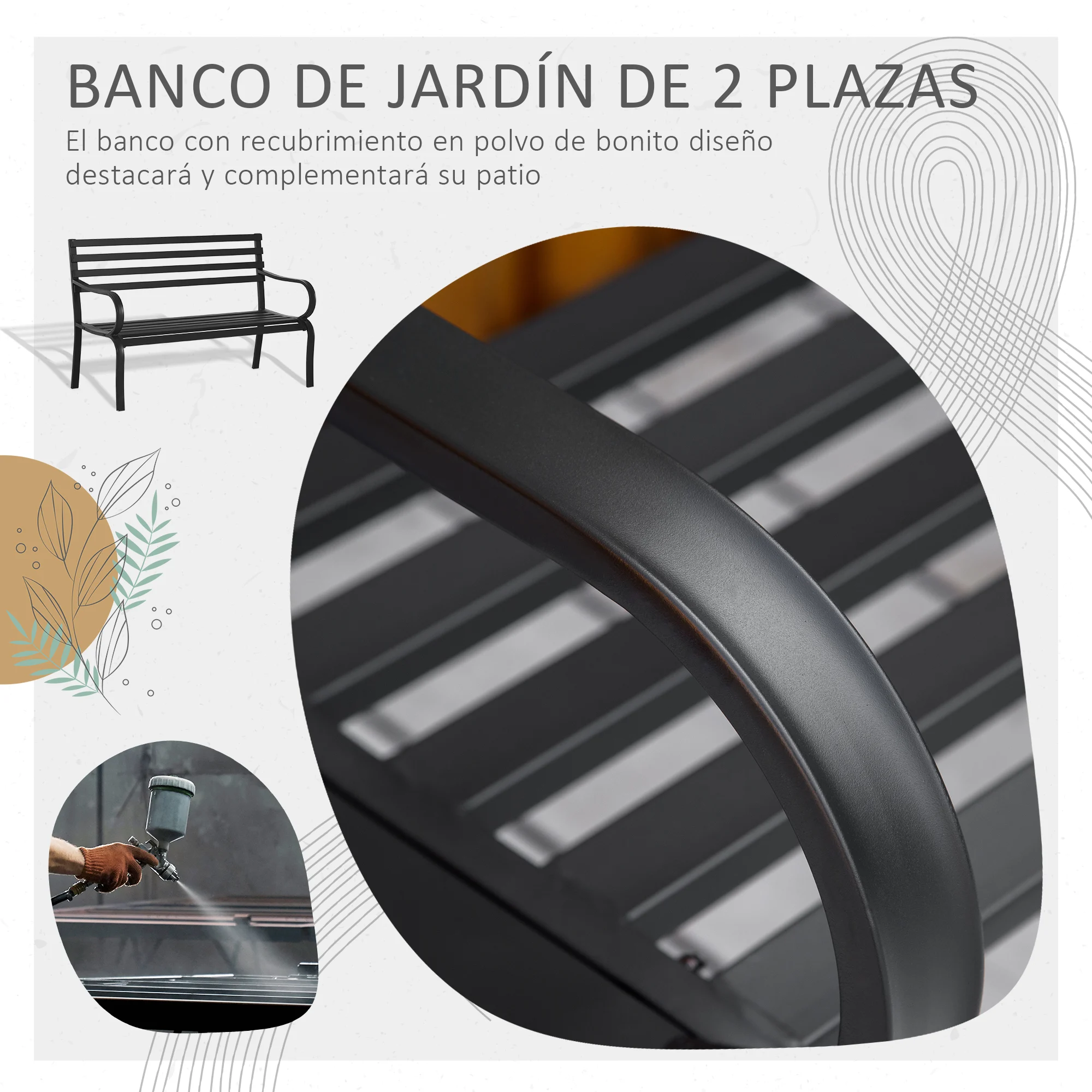 Banco de jardim preto Outsunny