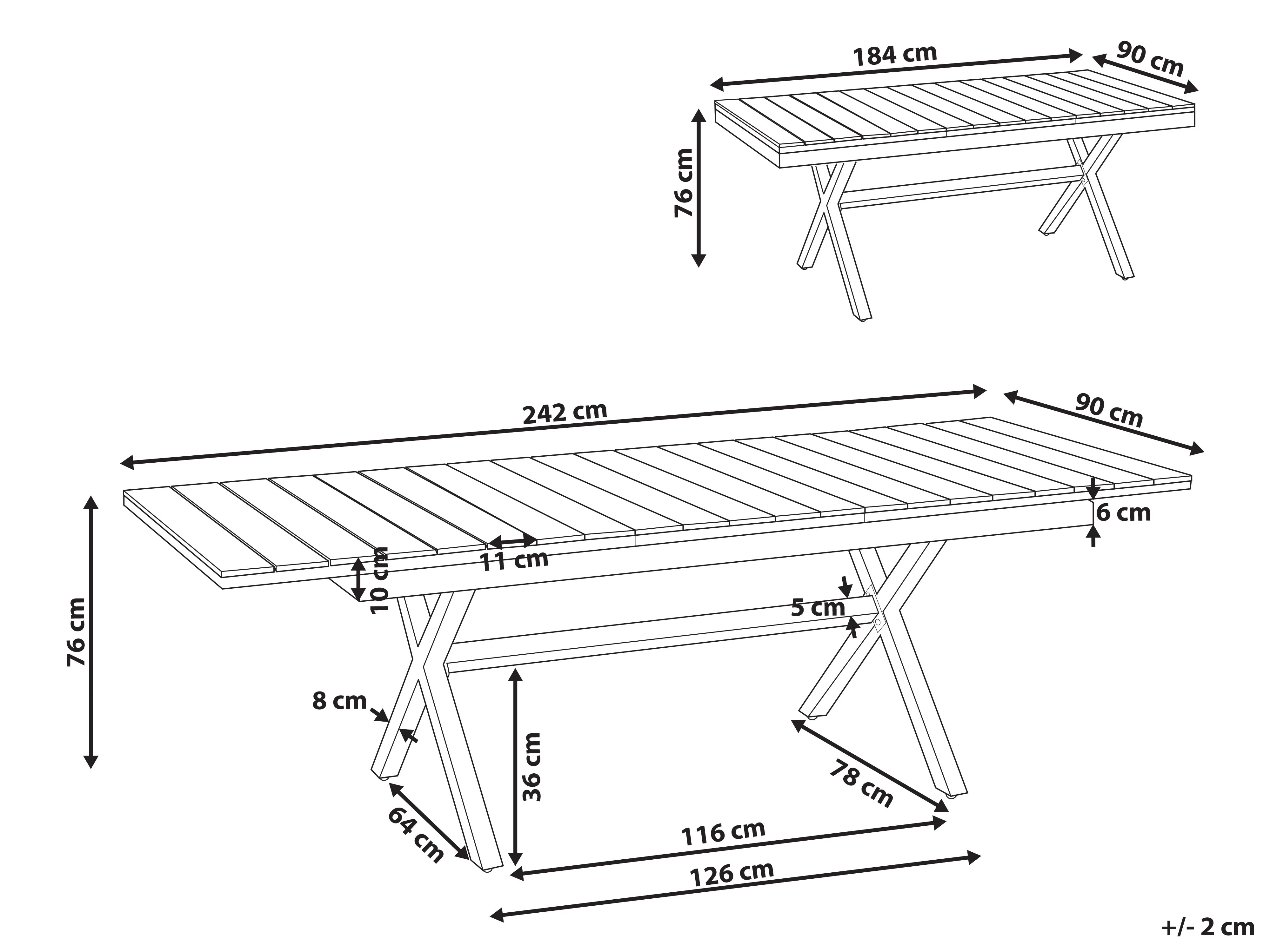 Uitschuifbare tuintafel FANES 184/242 cm 90 cm Metaal Grafietgrijs