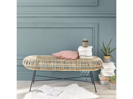 Banc en rotin et métal
