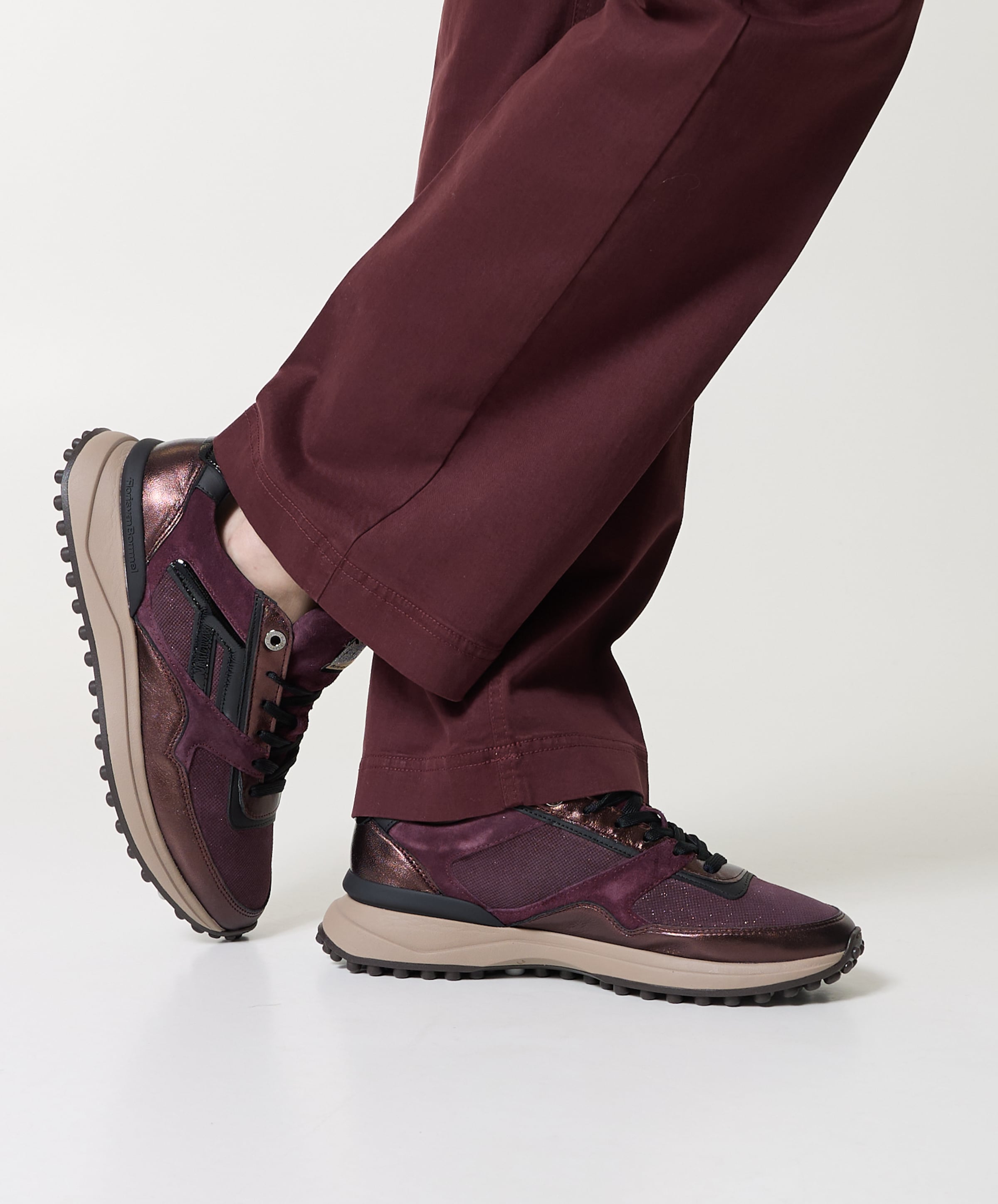 Floris van Bommel dames sneakers bordeaux