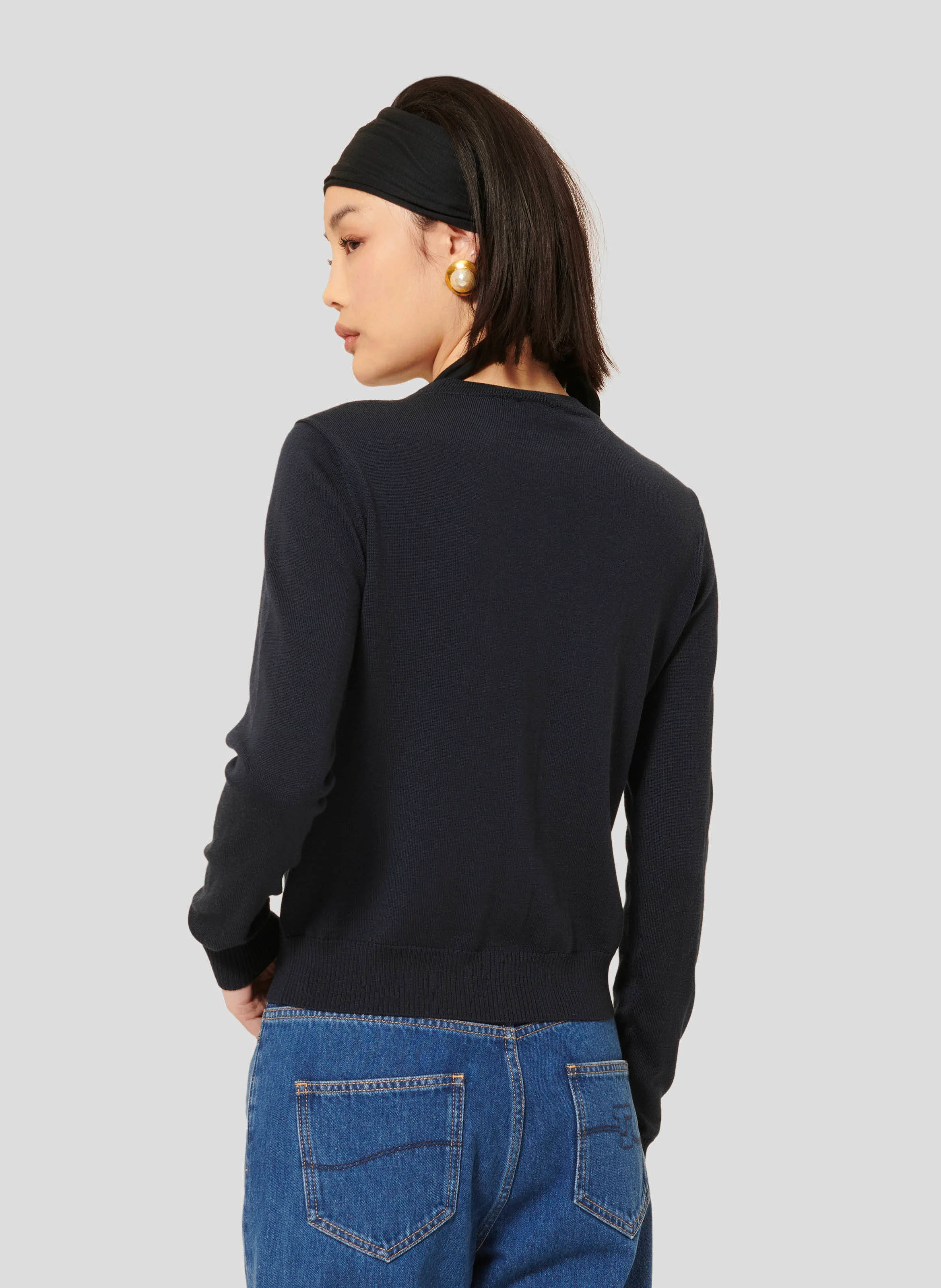 GINNO - Gilet droit en laine | Bleu