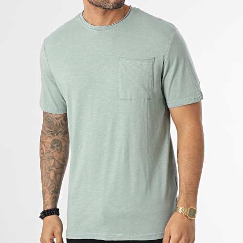 Tee Shirt A Poche Roy Reg Vert Chiné