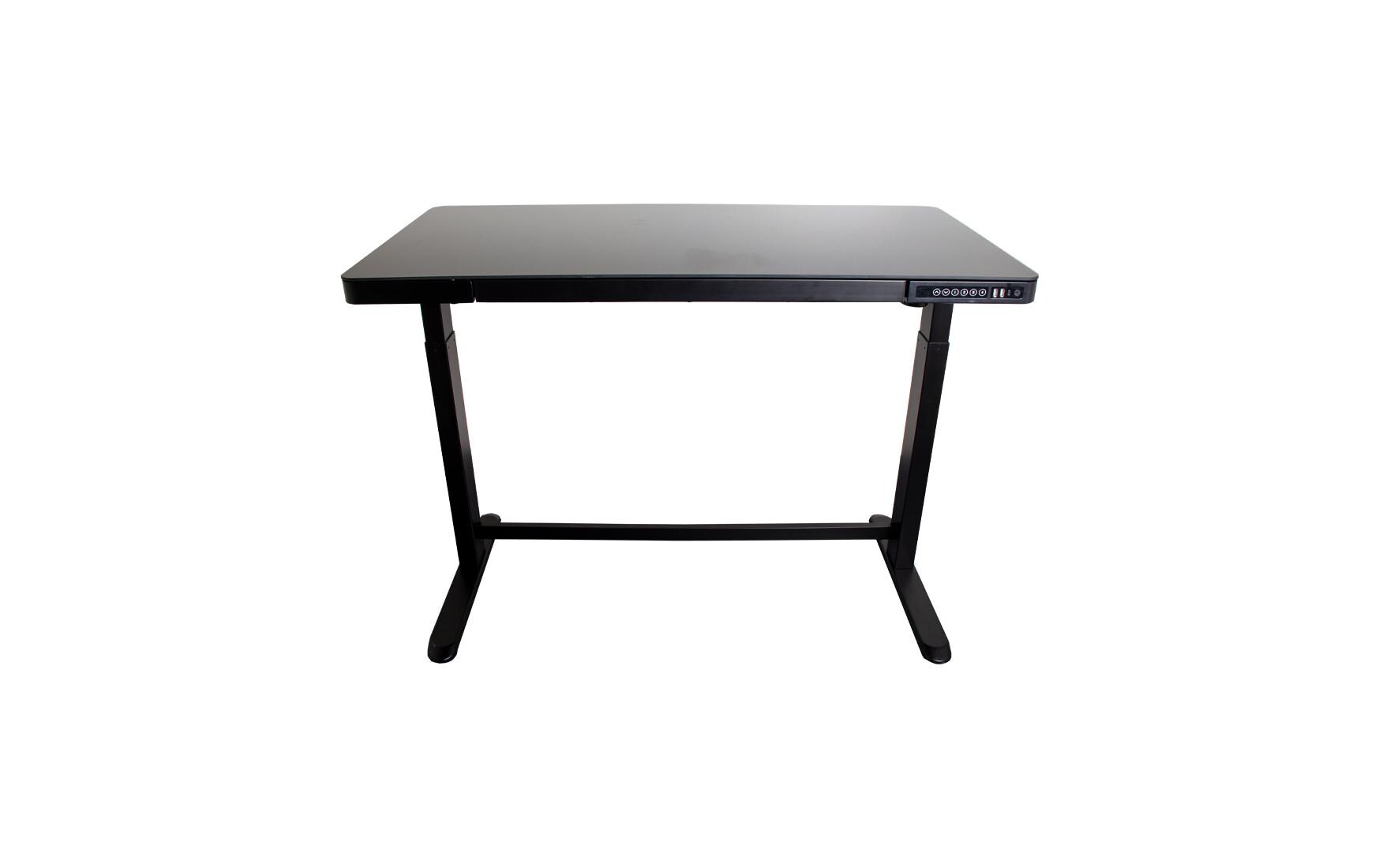 ET118, 120 x 60 cm, mit Tischplatte Glas, Schwarz<br>Bürotisch mit Tischplatte aus Glas