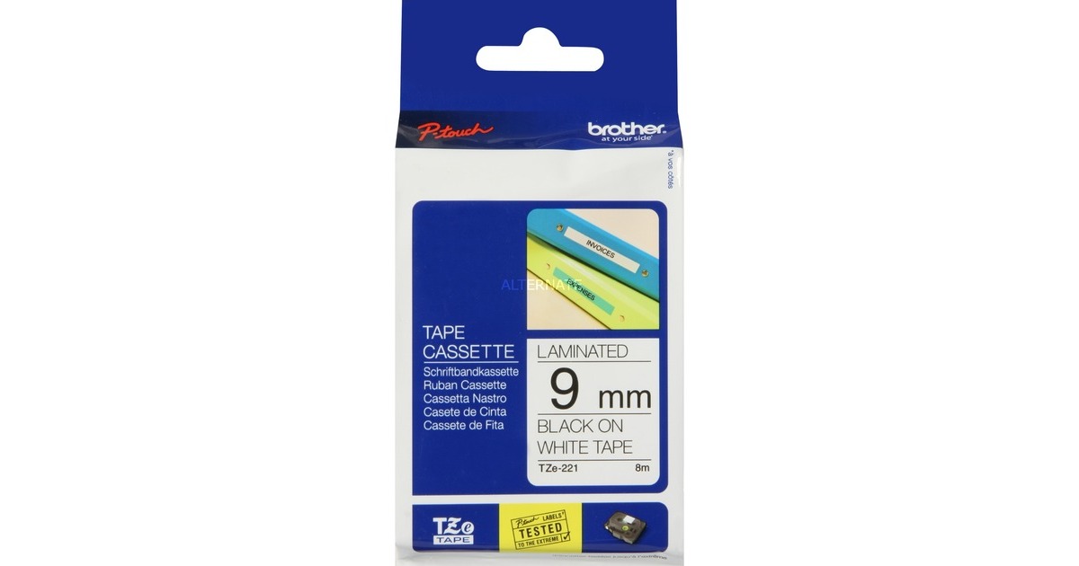 BrotherOriginele Brother TZe-221 labeltape zwart op wit, breedte 9 mm printlint  (Wit, Retail)