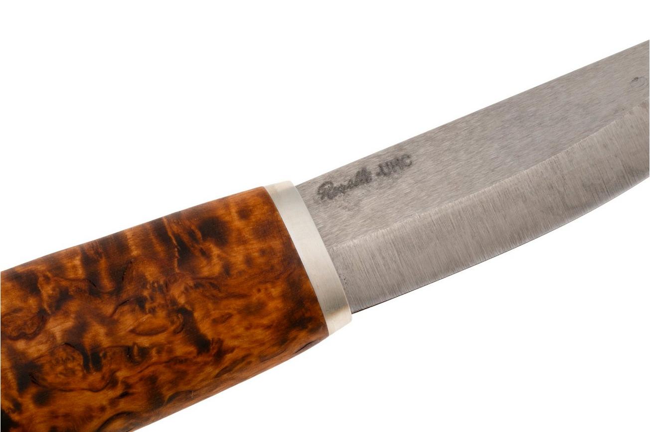 Roselli Carpenter knife RIRW210S Satin UHC, Curly Birch Silver Ferrule, vaststaandmes