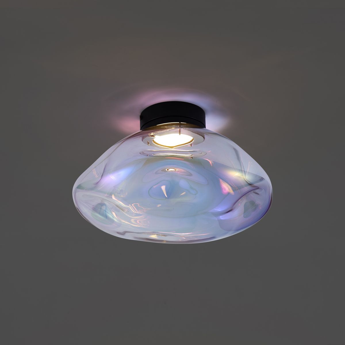 Design plafondlamp zwart met regenboog glas - Gemma