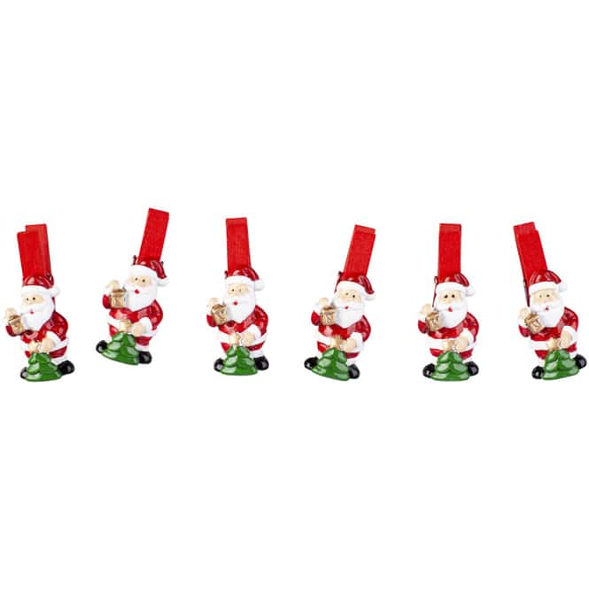Dekoklammern - Nikolaus - aus Polyresin - ca. 3 cm - 6 Stück