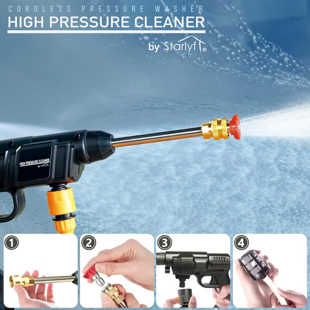 (75W) High Pressure Cleaner Kabelloser Hochdruckreiniger Tragbarer Multifunktions Reiniger inkl. 5m Schlauch (VHGSLCIND0480) - Schwarz