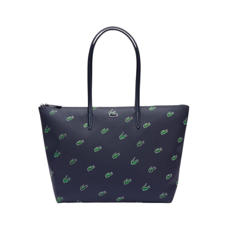 Bolsa de compras Lacoste Holiday com zíper tamanho XL, azul marinho.