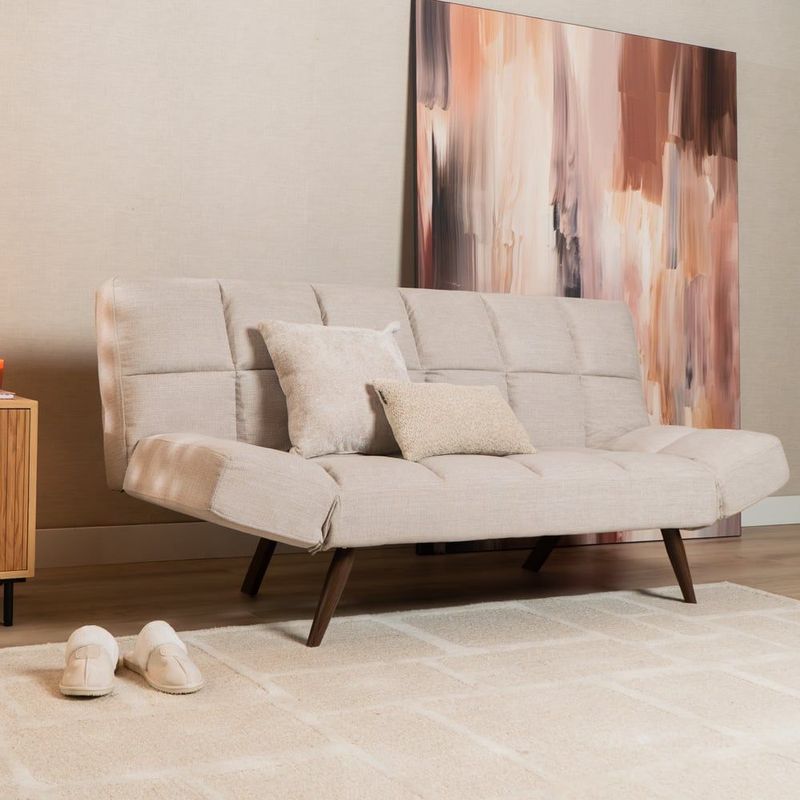 Bronx71 - Slaapbank Timo - Beige - 1,5 Persoons - Gerecyclede Stof - Multifunctioneel