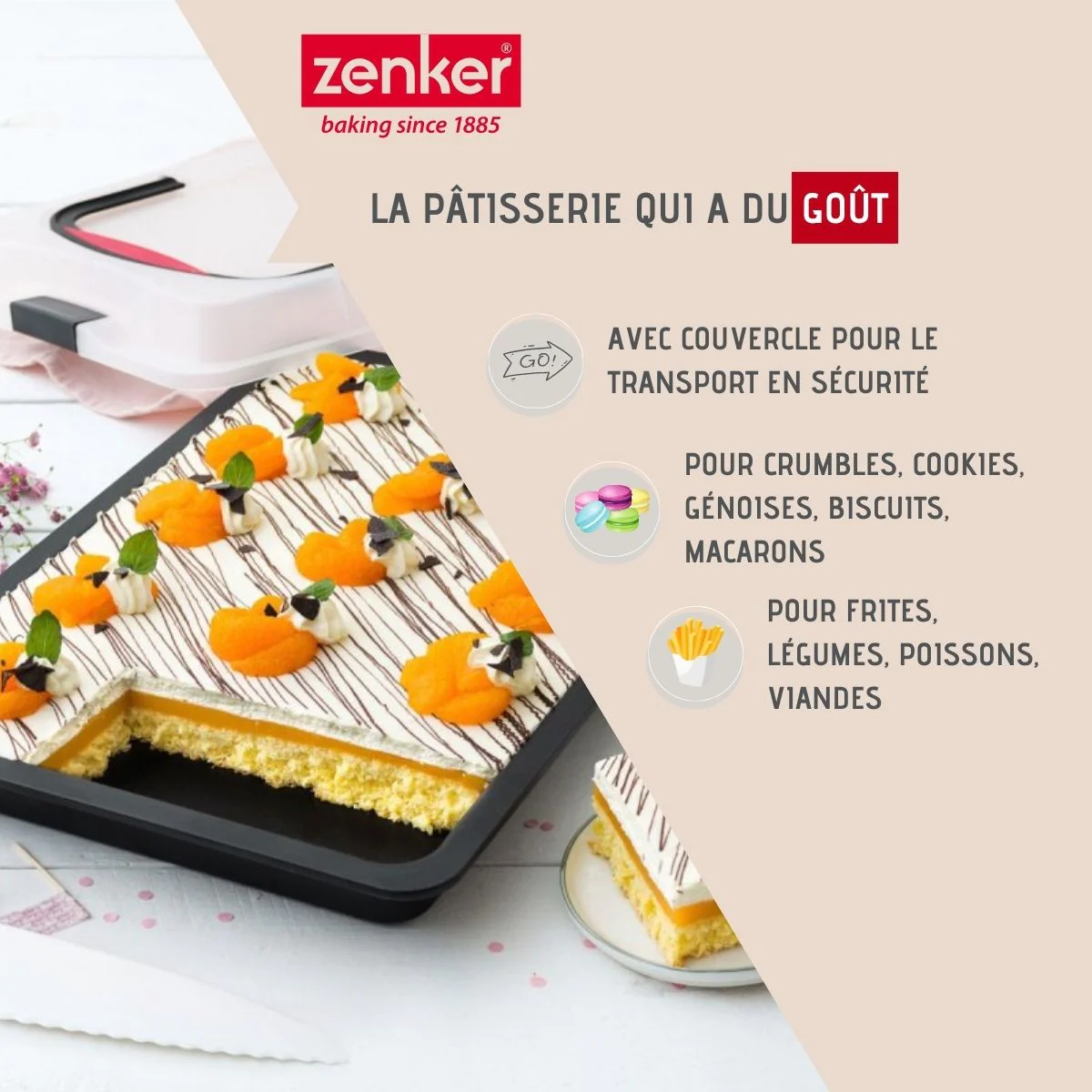 Plaque de cuisson 42 x 29 cm avec couvercle Special To Go Zenker
