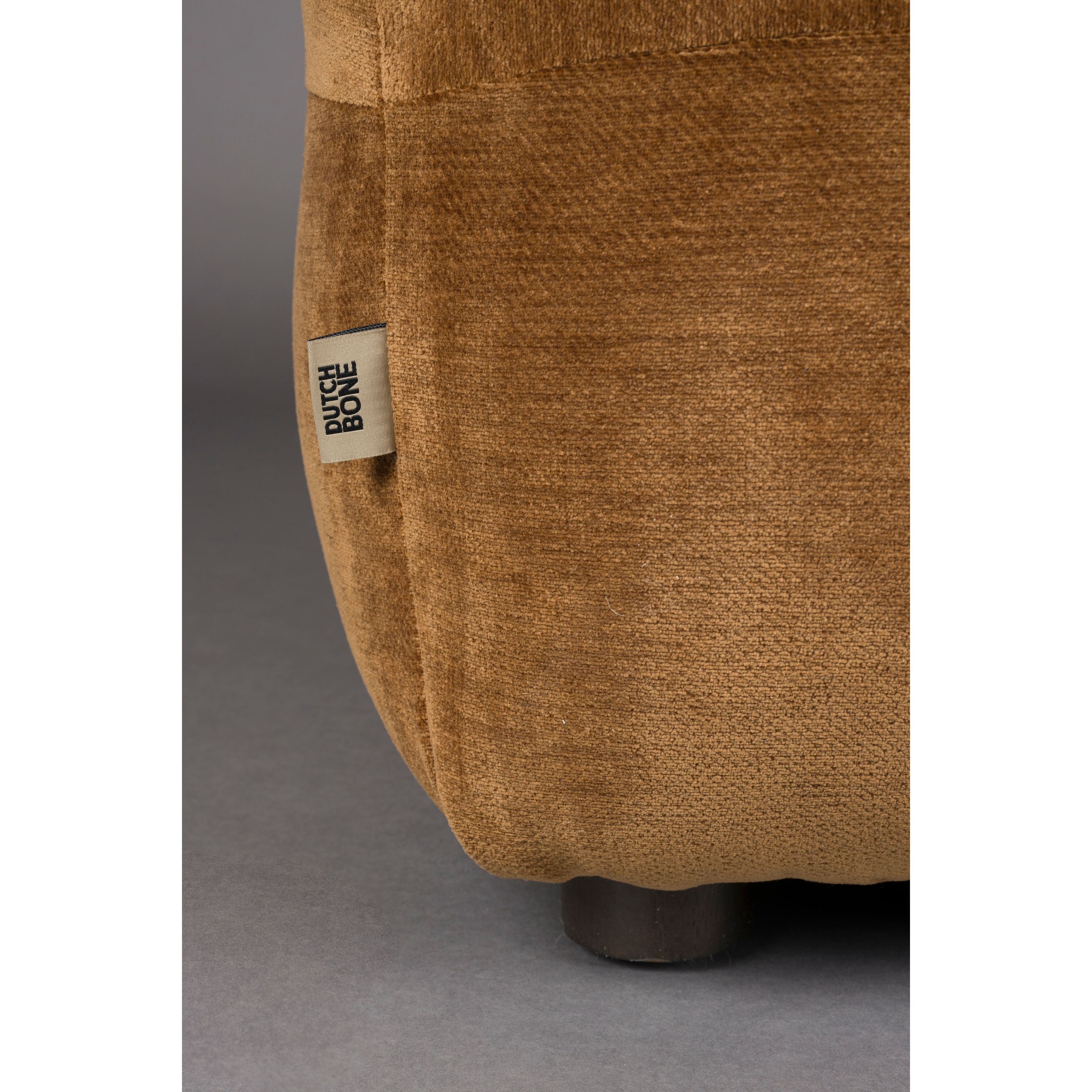 Dutchbone Hackman Hocker Velours Cognac Bruin