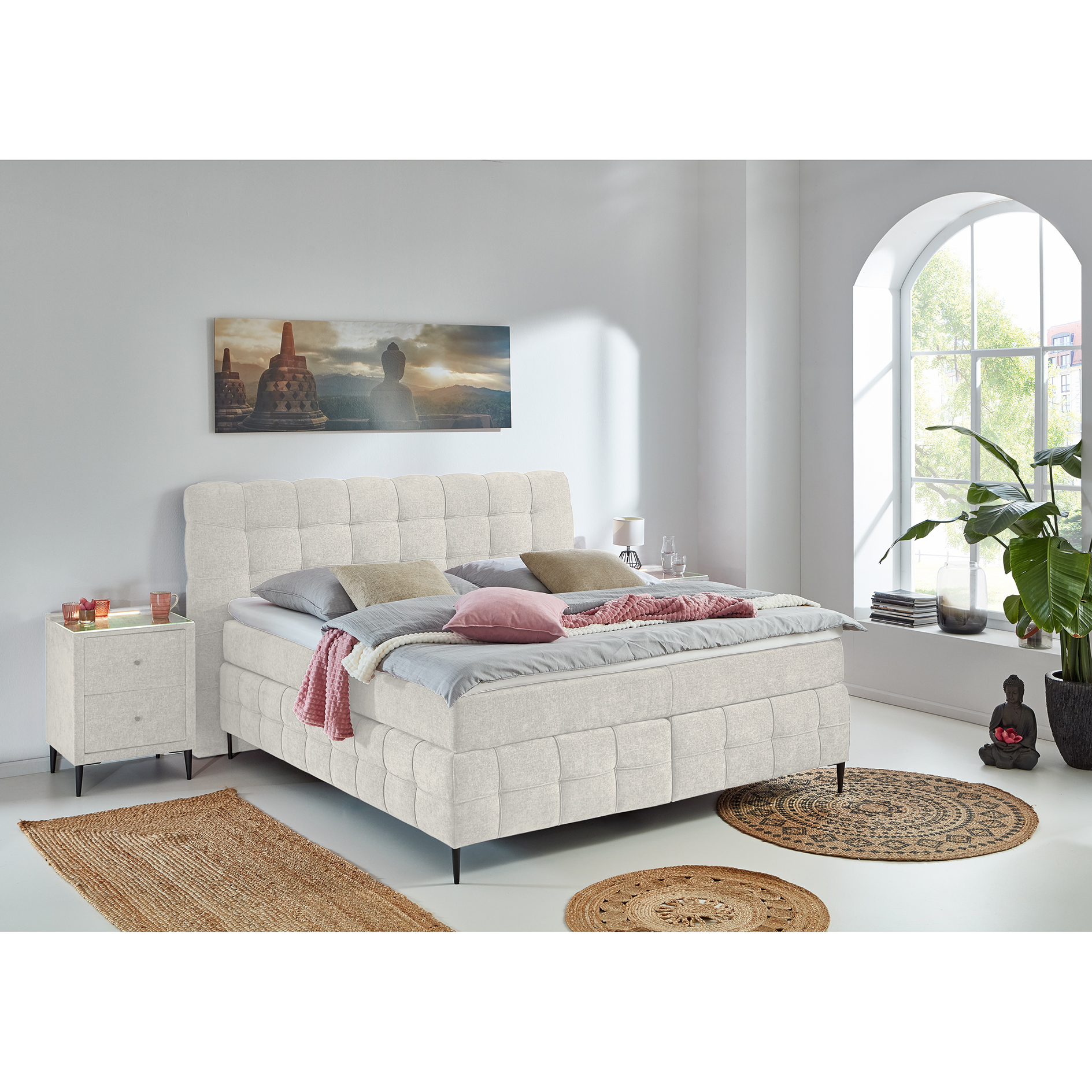 Nachtkommode - beige - 2 Schubkästen