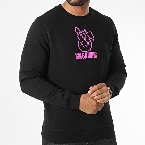 Sweat Crewneck Lapin King Noir Rose Fluo