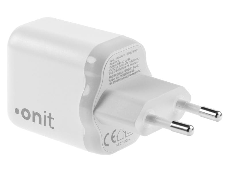 onit USB-Wandladegerät Single 1C 20 W GaN Weiss Ladeadapter mit einem USB-C-Port