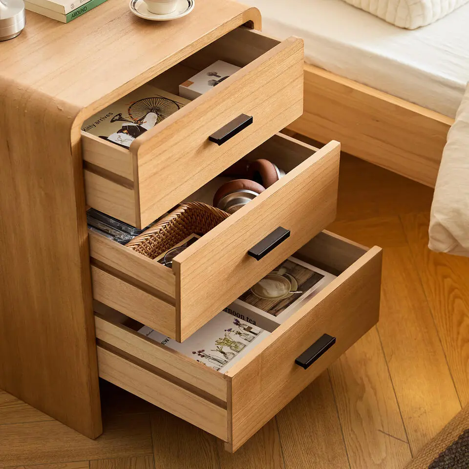 Nachtkastje Ladenkast 3 Laden Natuurlijk Hout