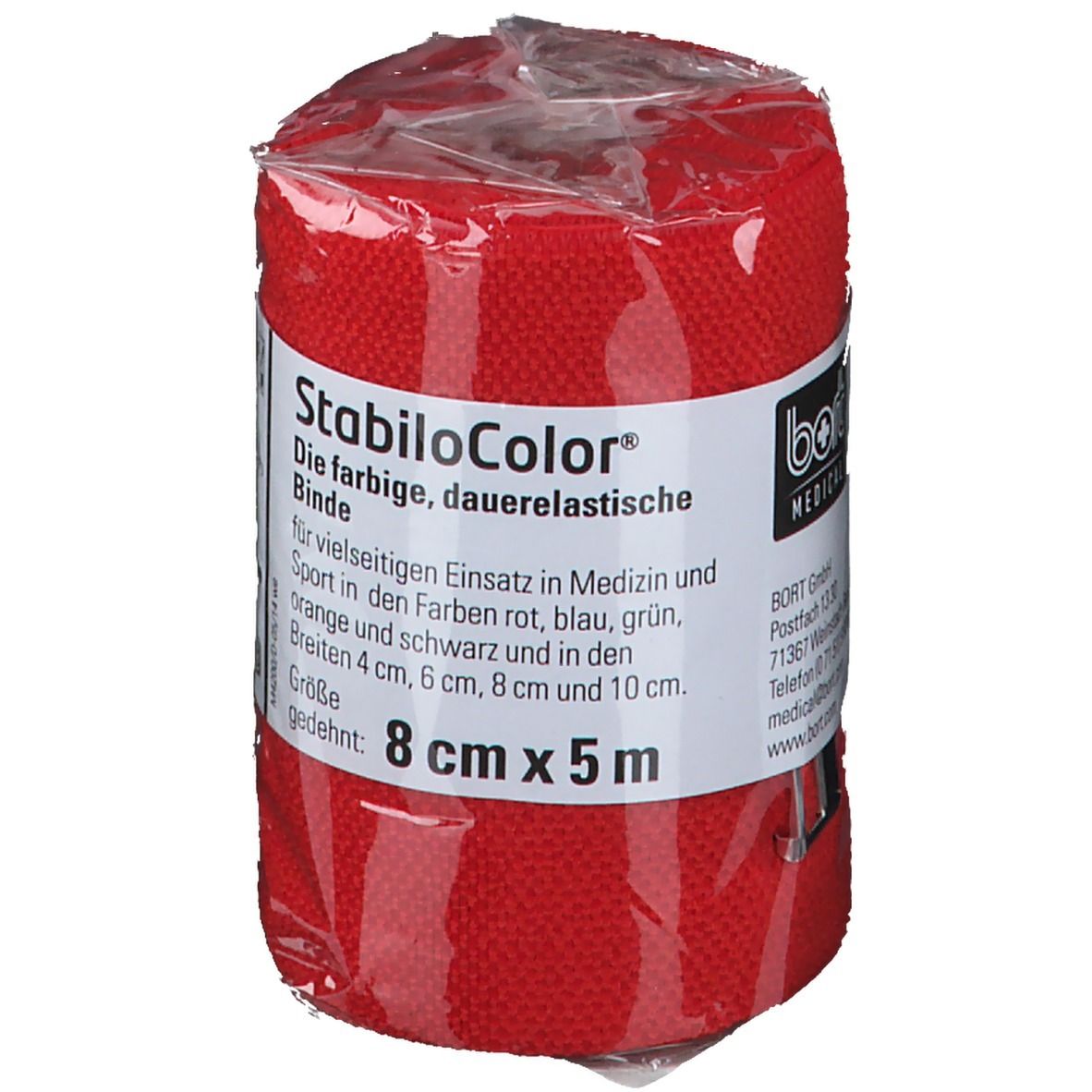 BORT StabiloColor® Binde 8 cm x 5 m rot