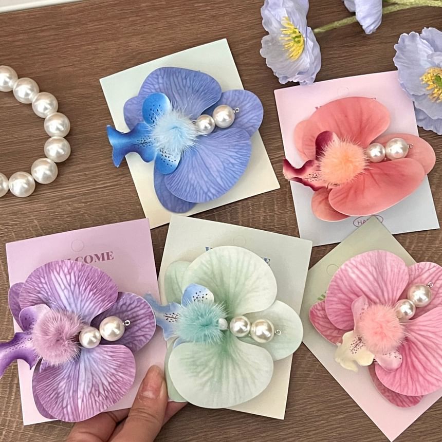 Bohod - Haarspeld met pompons en bloemenprint (verschillende ontwerpen)